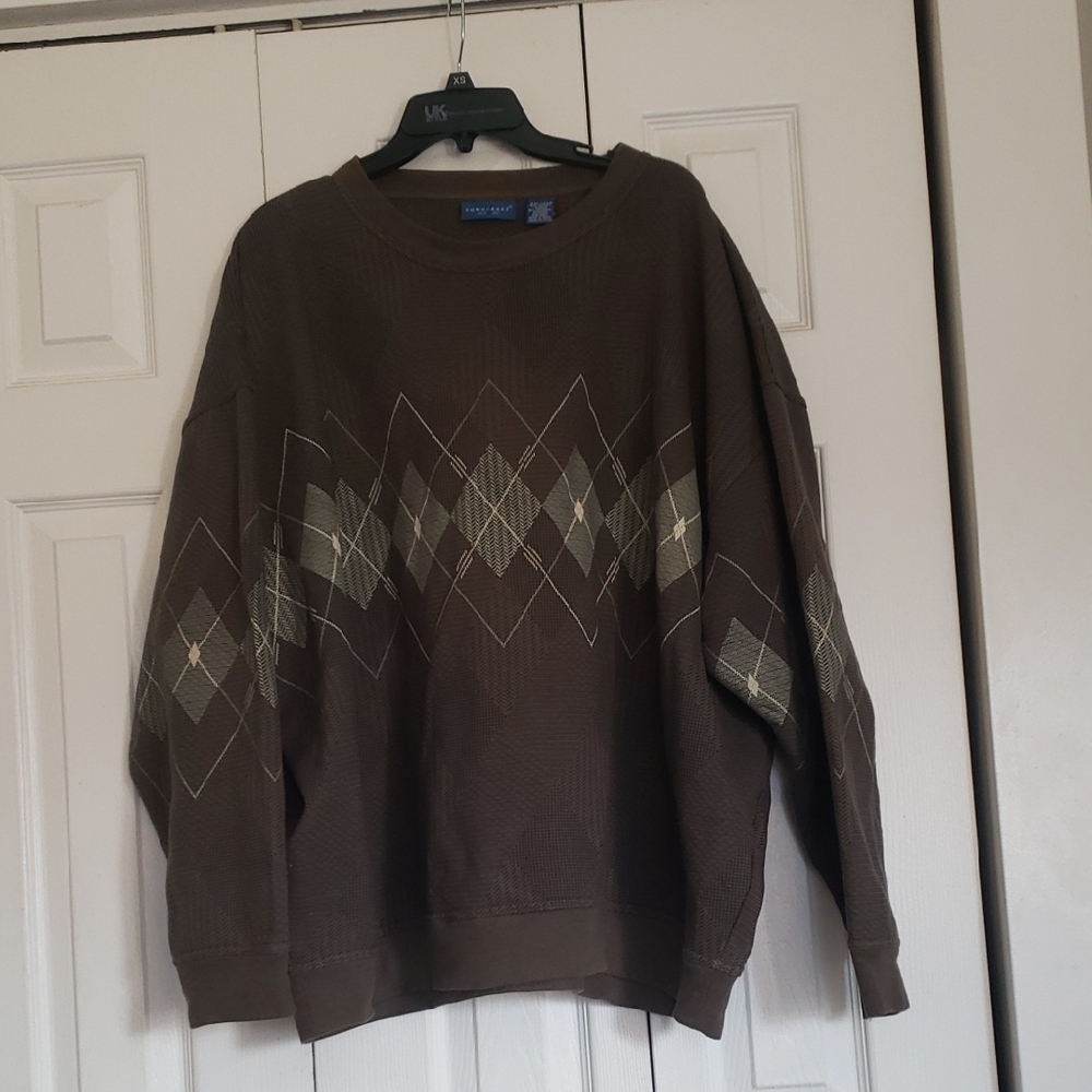 SOLD💢💥MEN'S Chaps Brown Argyle Crewneck Sweater